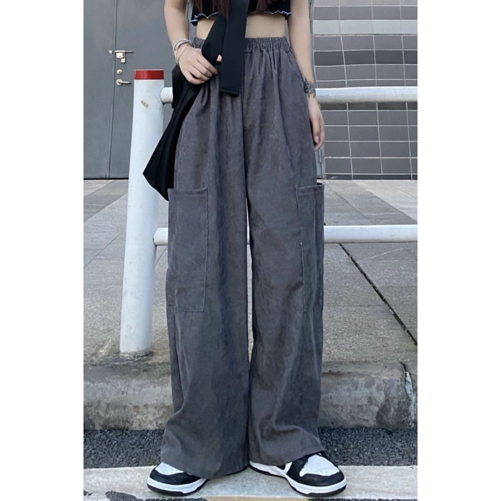 Quần Dài Nữ Ống Rộng Phong Cách Harajuku Đường Phố Mới