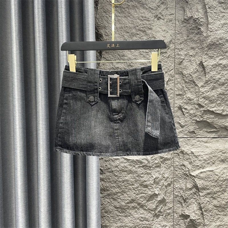 Jiashucheng Chân Váy Denim Phong Cách Retro Mùa Hè Mới Cỡ Lớn Chống Chói Ôm Hông Cho Nữ