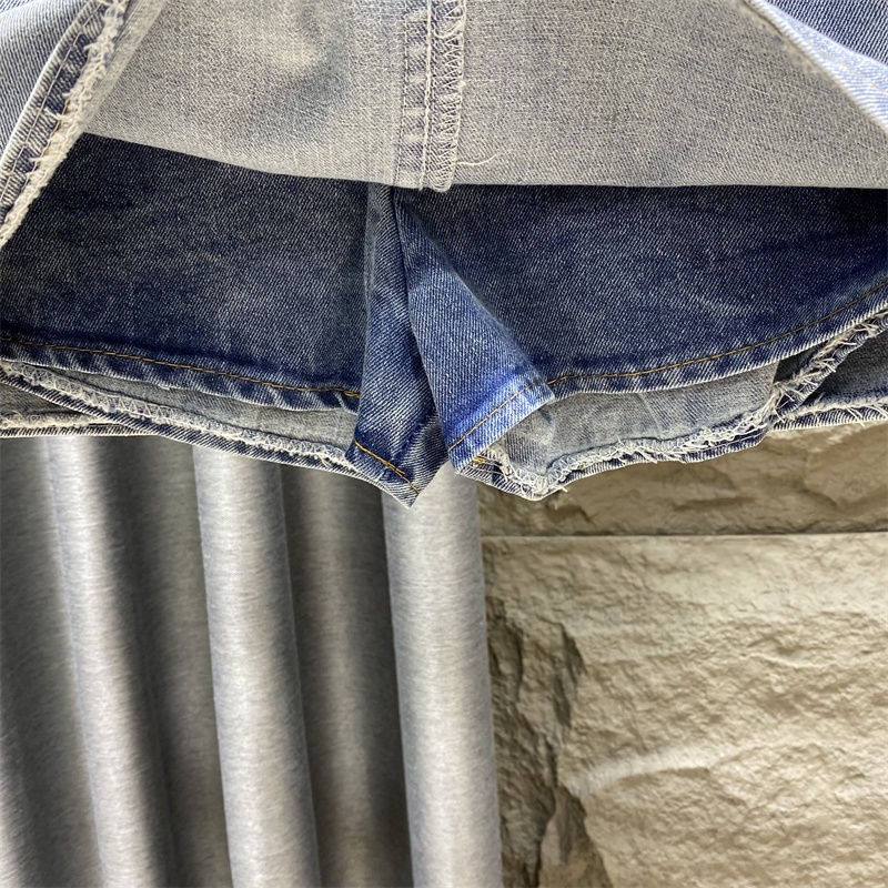 Jiashucheng Chân Váy Denim Phong Cách Retro Mùa Hè Mới Cỡ Lớn Chống Chói Ôm Hông Cho Nữ