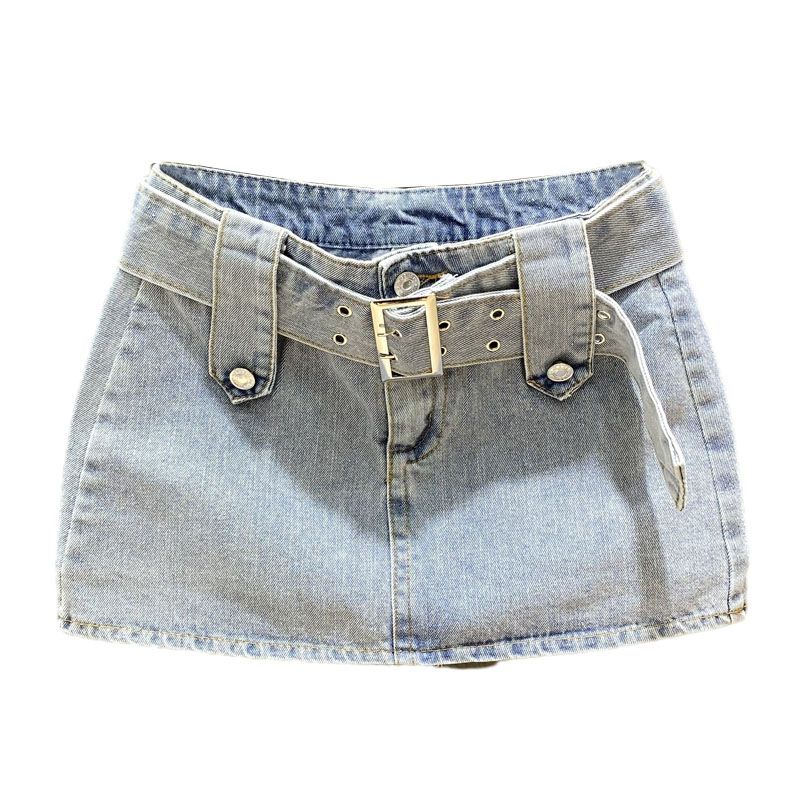 Jiashucheng Chân Váy Denim Phong Cách Retro Mùa Hè Mới Cỡ Lớn Chống Chói Ôm Hông Cho Nữ