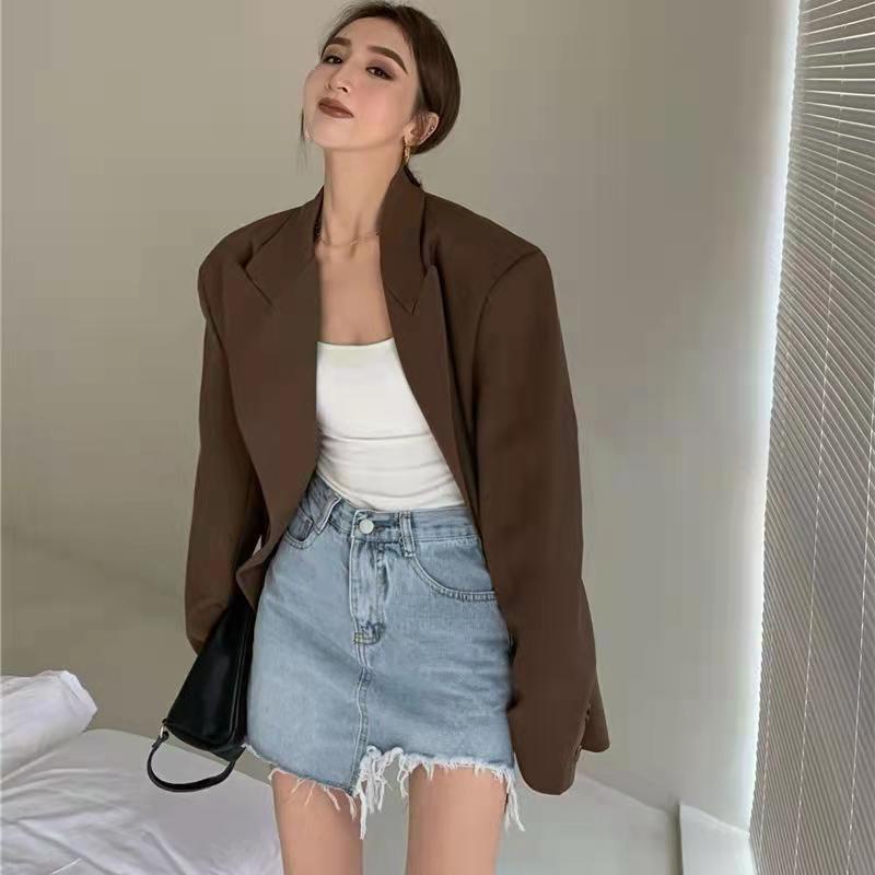 Jiashucheng Chân Váy Denim Chữ a Lưng Cao Màu Sắc Tươi Sáng Thời Trang Mùa Hè Cho Nữ