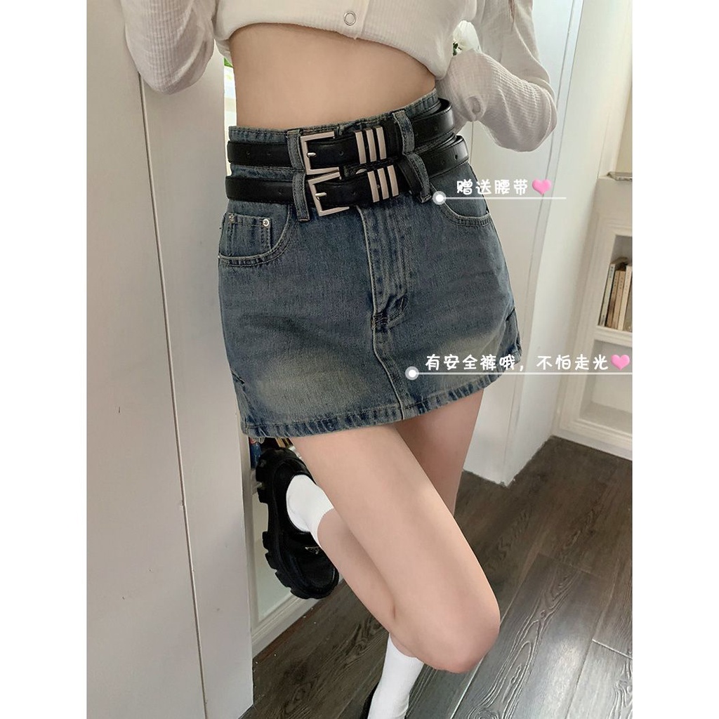 Jiashucheng Chân Váy Denim Lưng Cao Dáng Ôm Thời Trang Xuân Hè Dành Cho Nữ