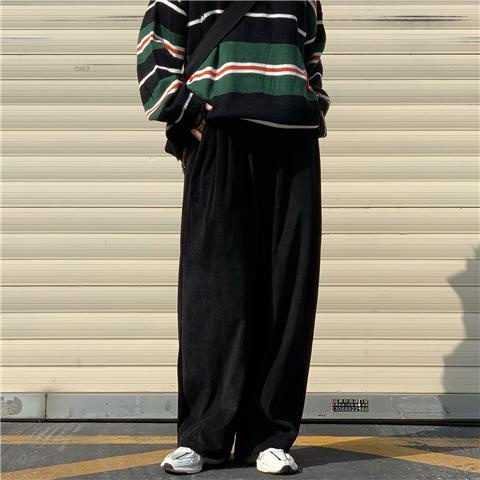 Quần Nhung Ống Rộng Thời Trang Retro Harajuku Nhật Bản Cá Tính Cho Nam Nữ