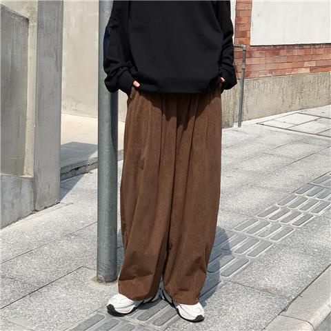 Quần Nhung Ống Rộng Thời Trang Retro Harajuku Nhật Bản Cá Tính Cho Nam Nữ