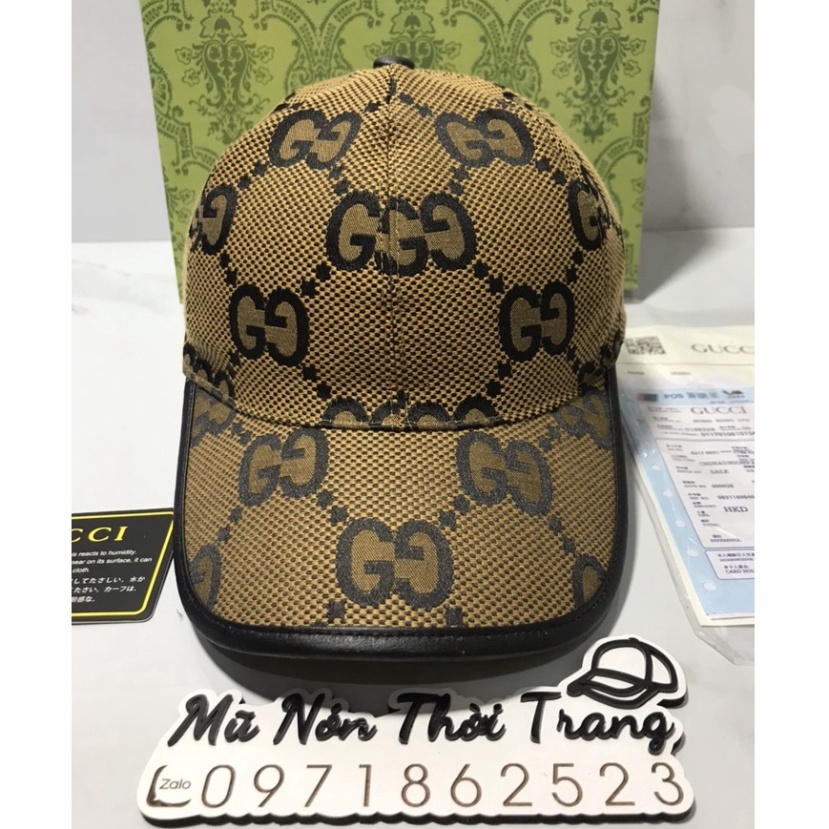 Mũ Lưỡi Trai Gucci Mẫu Mới Màu Nâu Viền Da Đen, Nón Kết Dành Cho Nam Nữ Phong Cách Đẳng Cấp Trời Mây Hàng Full Hộp
