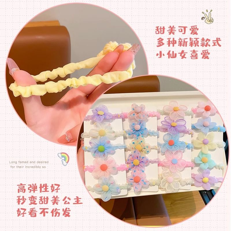 Dây Buộc Tóc Hình Hoa Hướng Dương Màu Sắc Phản Quang Xinh Xắn Cho Bé Gái