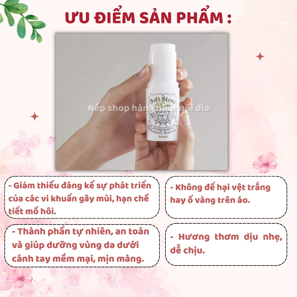 Lăn nách đá khoáng Softstone khử mùi ngăn vàng áo Nhật Bản