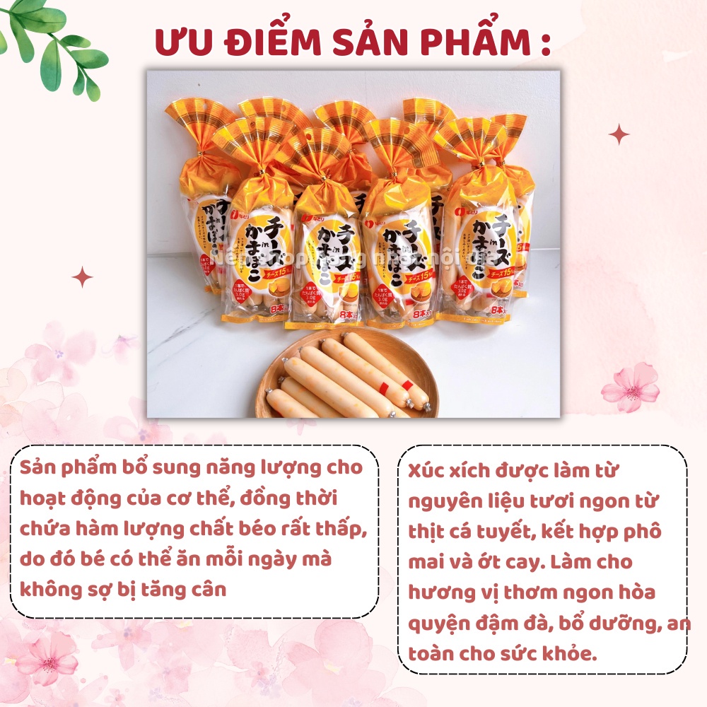 Xúc xích phô mai cá tuyết Natori 232g , cho bé từ 12 tháng tuổi - Nếp Shop - Hàng Nhật nội địa