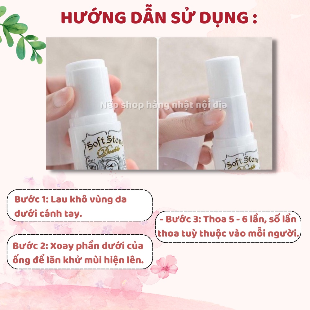 Lăn nách đá khoáng Softstone khử mùi ngăn vàng áo Nhật Bản