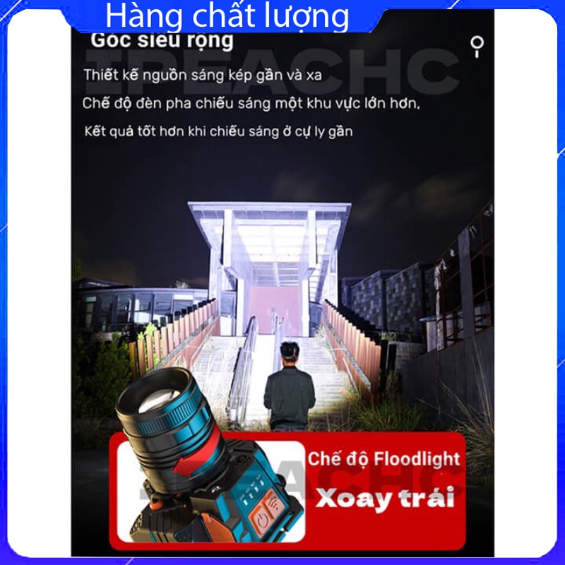 Đèn pin đội đầu cảm biến ánh sáng trắng siêu sáng chiếu xa 300m - đèn đội đầu phóng to thu nhỏ