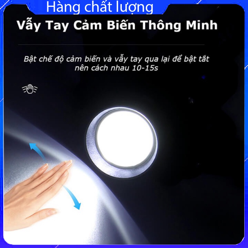 Đèn pin đội đầu cảm biến ánh sáng trắng siêu sáng chiếu xa 300m - đèn đội đầu phóng to thu nhỏ
