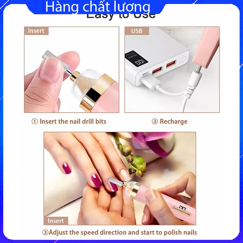 Máy Mài Móng Tay LED Đa Năng Có Thể Sạc Lại Bút Khoan Móng Tay, Dụng Cụ Làm Móng Điện