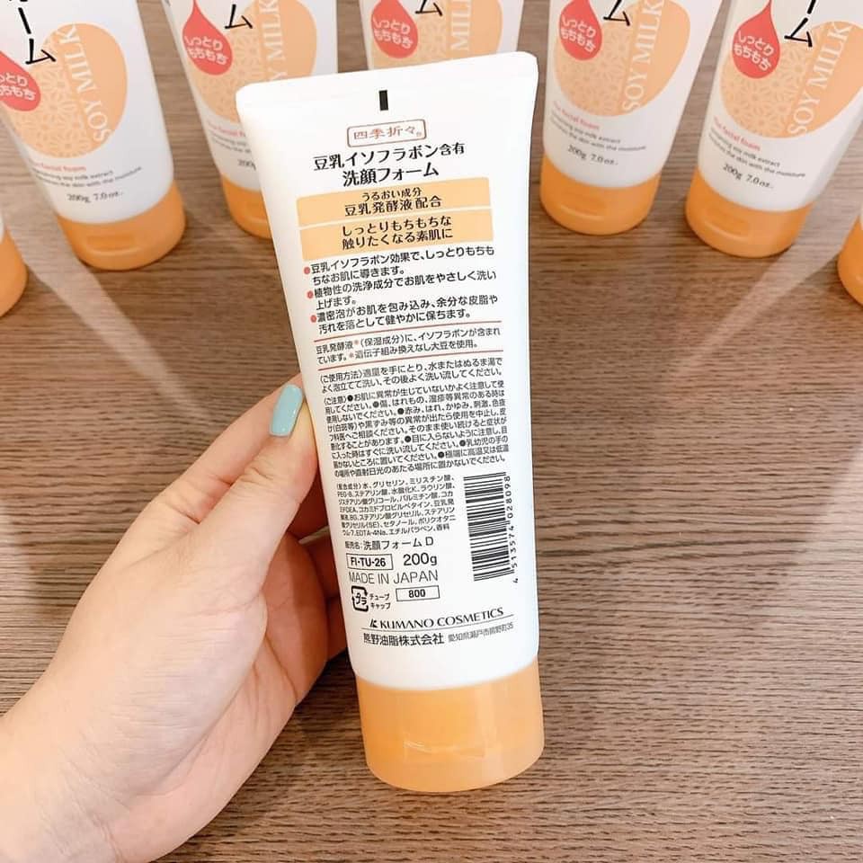 Sữa Rửa Mặt Đậu Nành Dưỡng Ẩm Soy Milk Kumano The Facial Foam Nhật Bản - Tuýp 200g