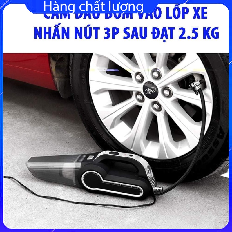 Máy hút bụi kèm bơm lốp ô tô có đèn chiếu sáng siêu tiện lợi