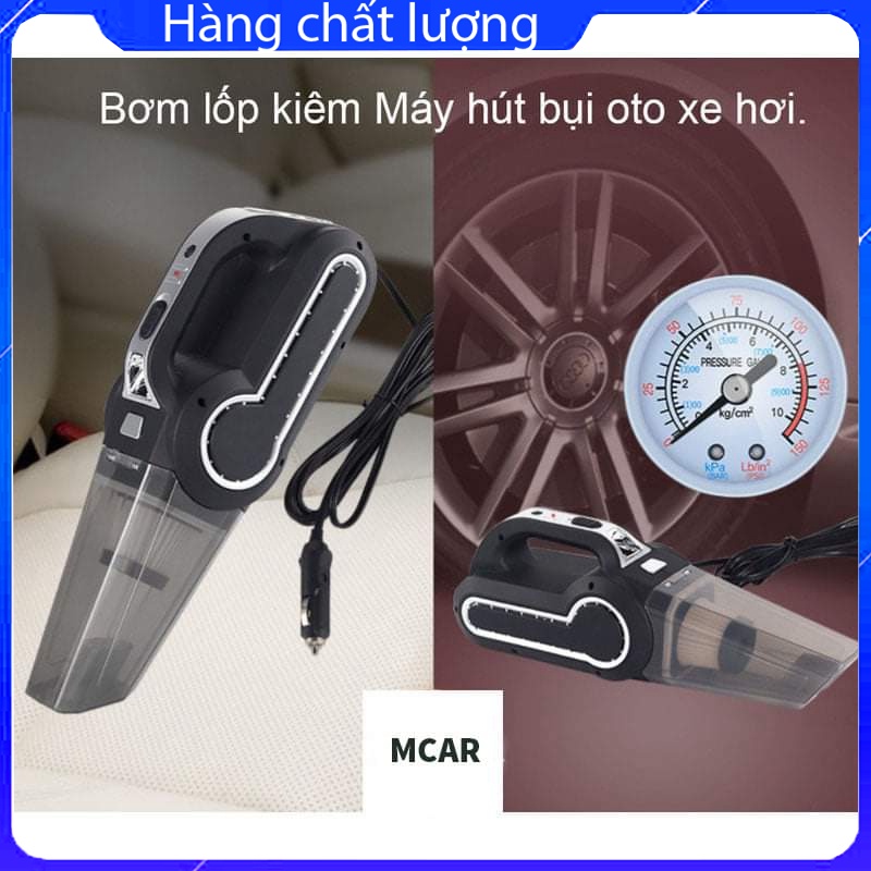 Máy hút bụi kèm bơm lốp ô tô có đèn chiếu sáng siêu tiện lợi