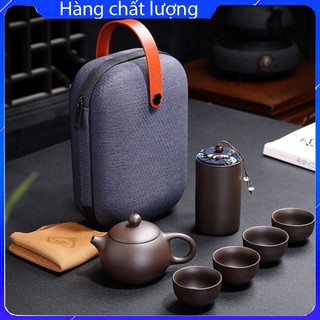 Bộ Ấm Trà Tử Sa mang đi du lịch dã ngoại - Bộ ấm trà tử sa nhỏ gọn tiện lợi