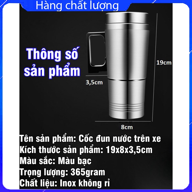 Cốc Đun Nước Điện 12V Lòng INOX Không Gỉ Tiện Lợi Trên Ô Tô dung tích 580ml | BigBuy360 - bigbuy360.vn