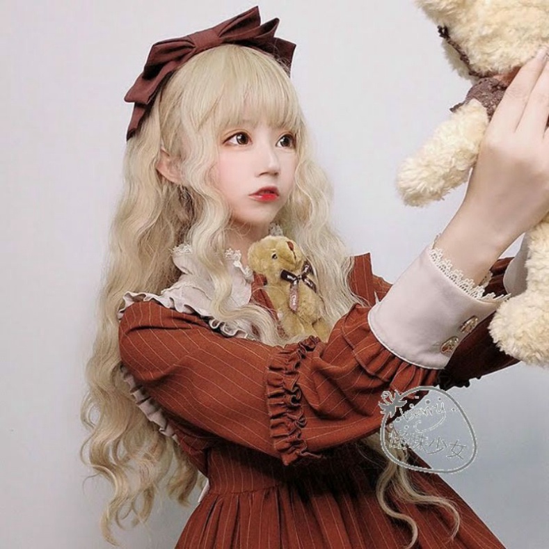 [Sẵn] Wig teen/lolita/cosplay vàng nâu mật ong A8215 xoăn trục - Nguyên đầu dài [Miu Cosplay 05]