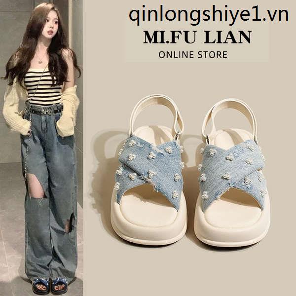 Giày Sandal Đế Dày Quai Chéo Một Dây Thoải Mái Thời Trang Mùa Hè 2023 Phong Cách Mới Cho Nữ