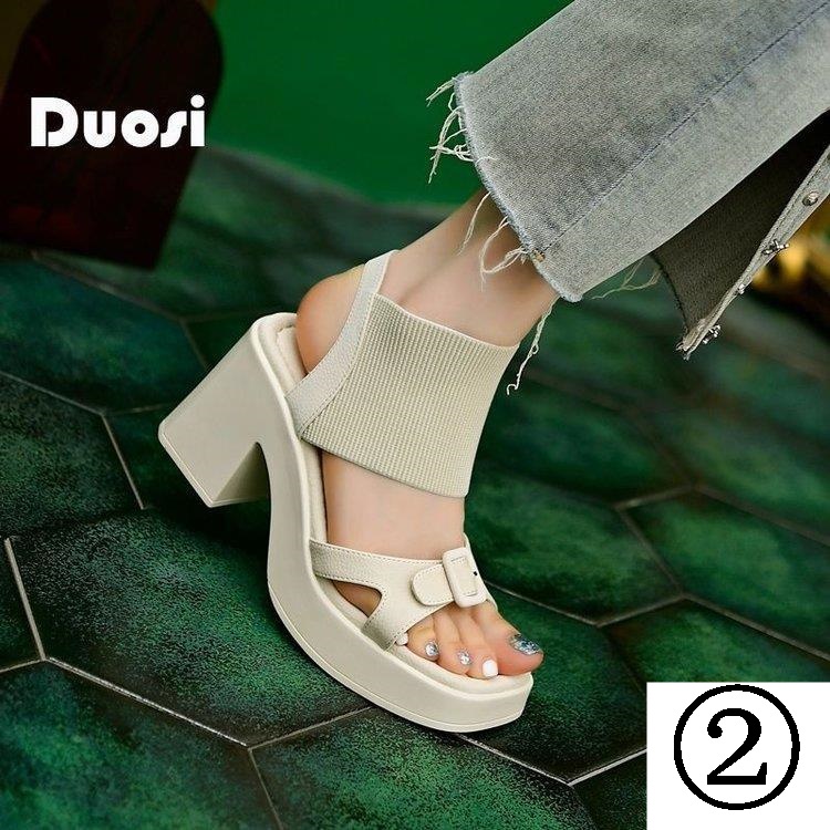 Giày Sandal Cao Gót Mũi Vuông Chống Nước Thời Trang Mùa Hè 2023 Cho Nữ