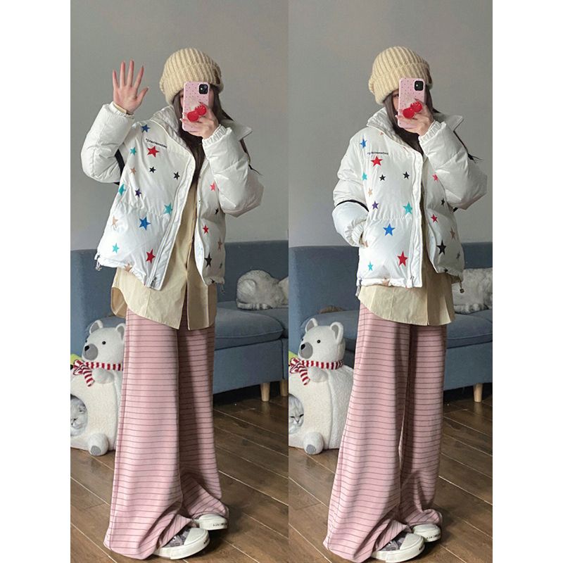 Quần Dài Lưng Cao Ống Rộng Họa Tiết Kẻ Sọc Thời Trang Xuân Thu Trẻ Trung Cho Nữ