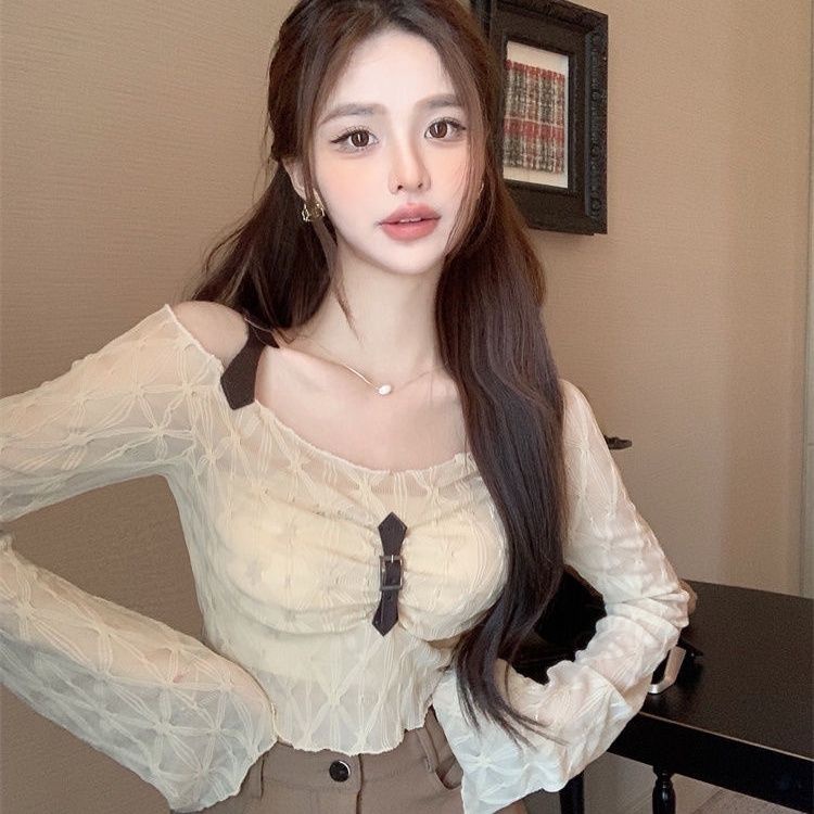 Jiashucheng Áo Thun Tay Dài Trễ Vai Dáng Ôm Thời Trang Mùa Hè Quyến Rũ Cho Nữ