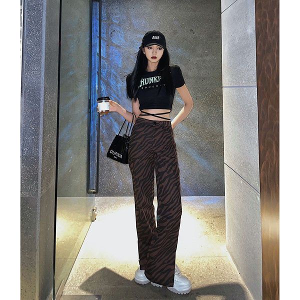 Jiashucheng Áo Thun Croptop Tay Ngắn Dáng Ôm Cột Dây In Chữ Thời Trang Quyến Rũ Cho Nữ