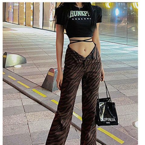 Jiashucheng Áo Thun Croptop Tay Ngắn Dáng Ôm Cột Dây In Chữ Thời Trang Quyến Rũ Cho Nữ