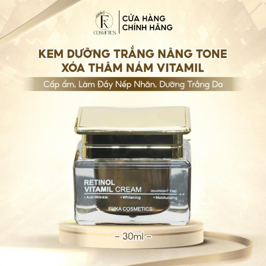 Kem Dưỡng Trắng Da Mặt Fuka Cosmetics - Kem Dưỡng Da Nâng Tông Xóa Thâm Mờ Nám Retinol Vitamil Cream F Cosma 30ml