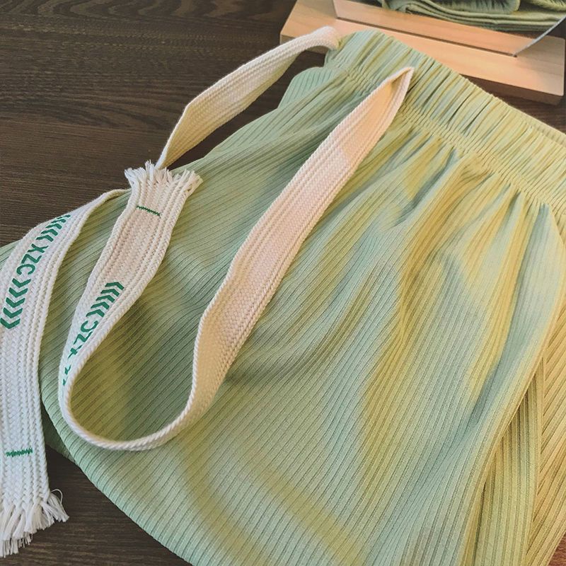 Jiashucheng Pit Quần Dài Lưng Cao Ống Rộng Dáng Suông Phong Cách Mới Mùa Thu Cho Nữ