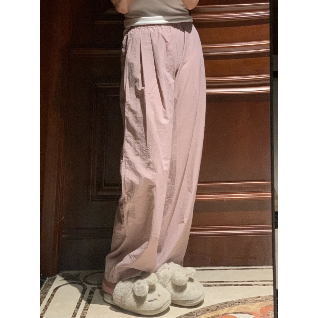 Jiashucheng Quần Ống Rộng Dáng Suông Màu Hồng Mát Mẻ Phong Cách Hàn Quốc Thời Trang Mùa Hè Mới Cho Nữ