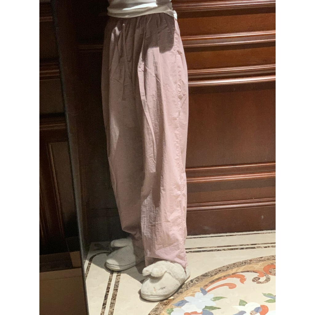 Jiashucheng Quần Ống Rộng Dáng Suông Màu Hồng Mát Mẻ Phong Cách Hàn Quốc Thời Trang Mùa Hè Mới Cho Nữ