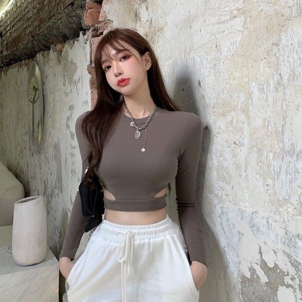 Jiashucheng Áo Thun Croptop Tay Dài Dáng Ôm Ngắn Phong Cách Phương Tây Cho Nữ