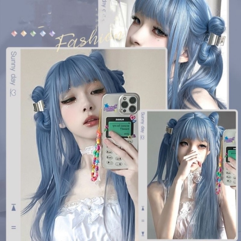 [Sẵn] Wig/Tóc giả siêu hot xanh khói light đen nữ thần biển - teen/lolita BHT017 [Miu Cosplay 05]