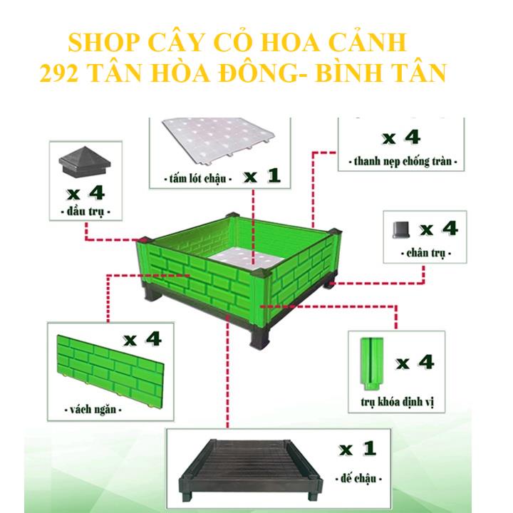 Chậu nhựa lắp ráp THT, nhiều kích thước lựa chọn trồng hoa hồng, cây leo, rau, củ, quả, độ bền 5 năm