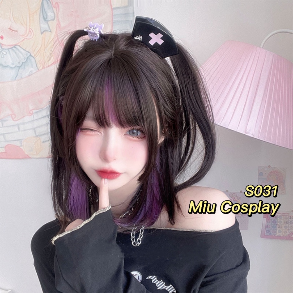 [Sẵn] Wig teen/lolita cute mix tím nâu phong cách học sinh jk mã S031 [Miu Cosplay 05]