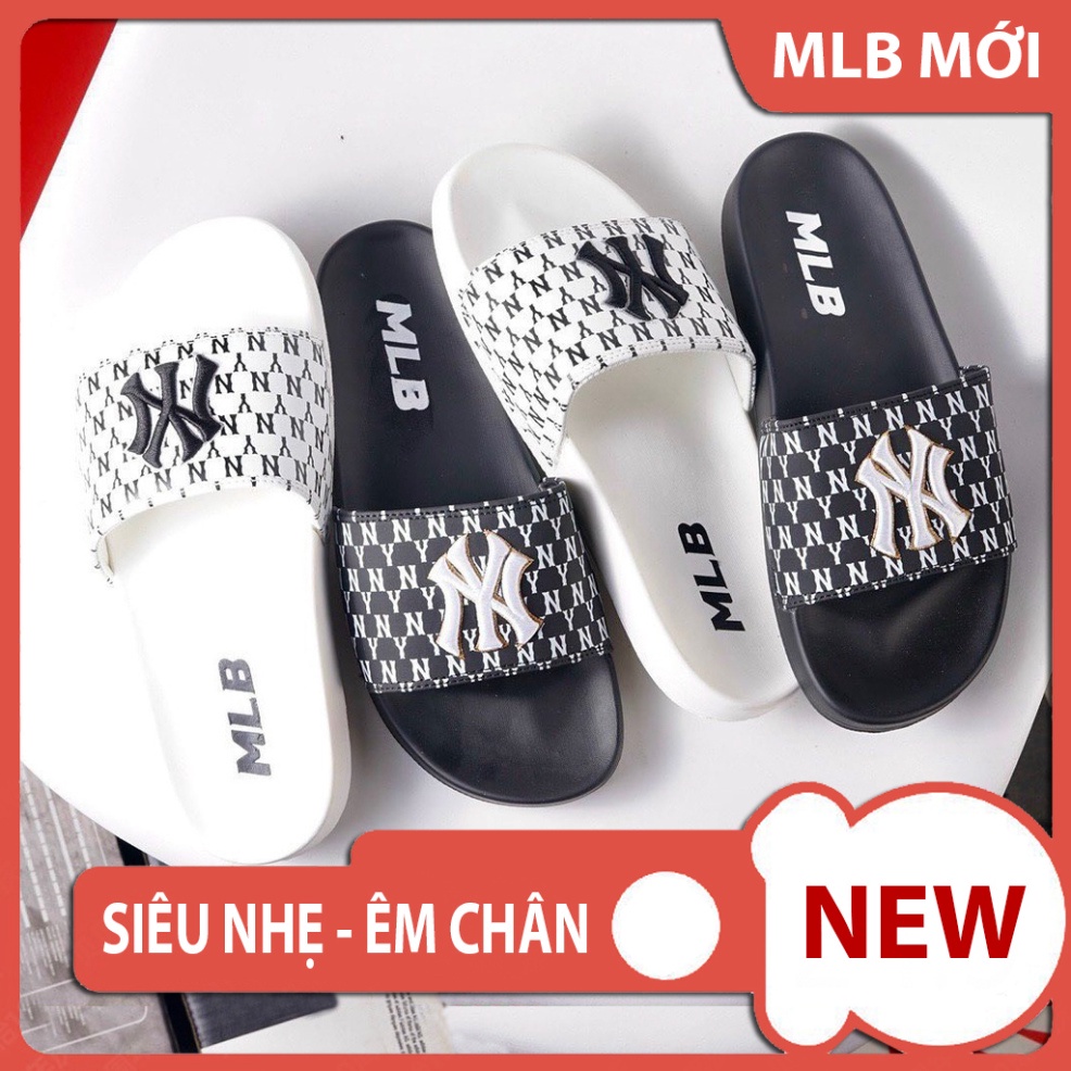 Dép NY unisex cao cấp chữ thêu nổi sắc nét, dép quai ngang dáng thể thao ôm chân đủ size 37-43.