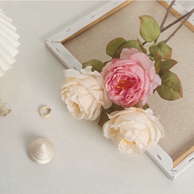 CÀNH HOA HỒNG pháp decor trang nhã cắm lọ decor xinh lung linh. hoa giả bó hoa cô dâu chụp ảnh mẫu