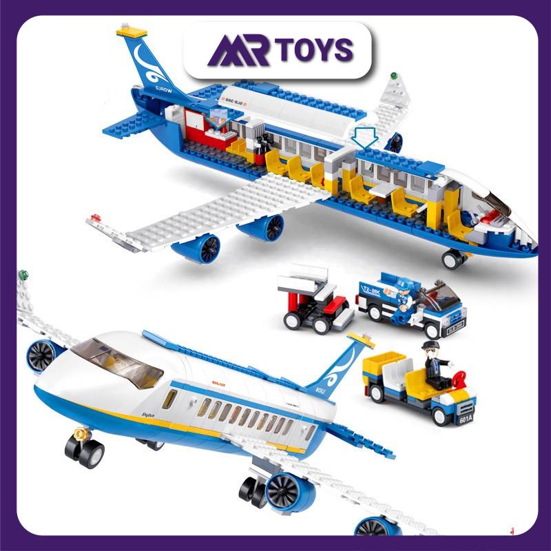 Mô hình lắp ráp lego máy bay AirPlane dài 38cm màu xanh dương | Bộ đồ chơi xếp hình thông minh làm quà tặng cho bé