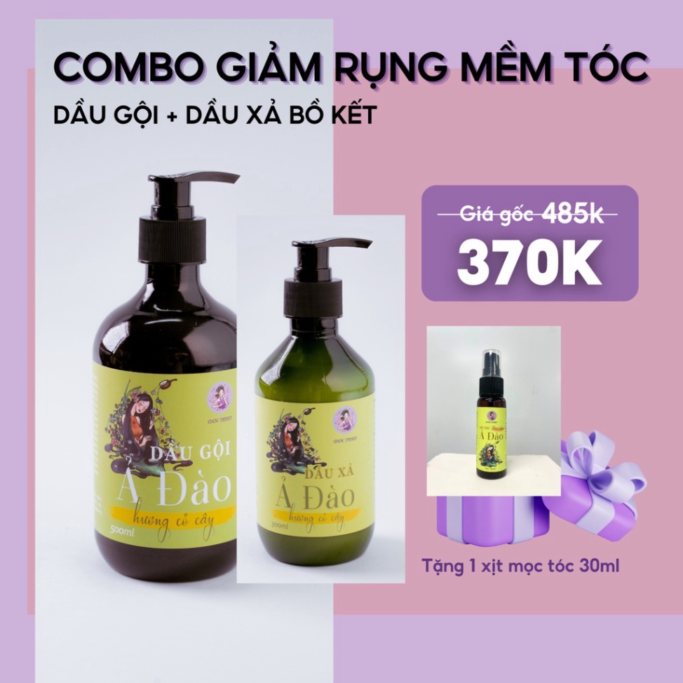 Combo dầu gội xả thảo dược thiên nhiên, giảm rụng tóc, phục hồi tóc hư tổn, dưỡng mềm sâu MỘC NHAN