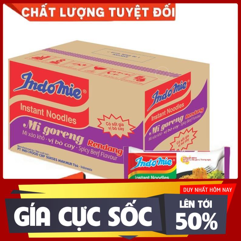 Thùng 40 gói Mì Goreng Rendang Indo Mie Vị Bò Cay 91g/gói