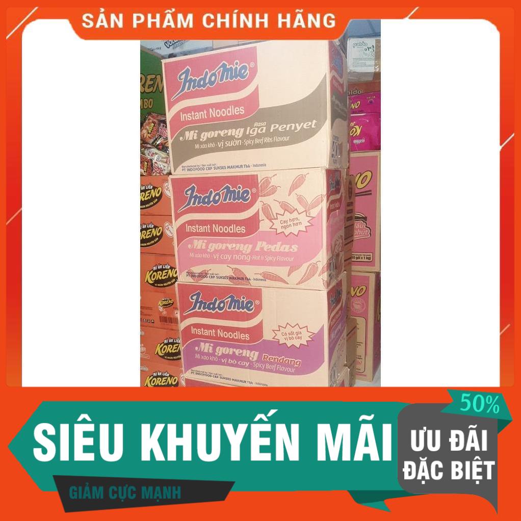 1 Thùng Mì Indomie 40 gói Mix đủ vị / Vị Bò Cay / Vị Cay Nồng / Vị Sườn / Vị Đặc Biệt - Mì Xào Khô Ngon Nhất Indonesia