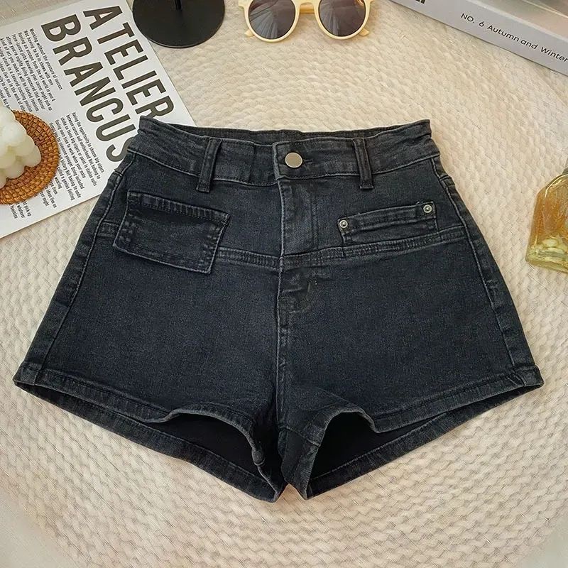 Jiashucheng Quần Short Denim Lưng Cao Ống Rộng Phong Cách Hàn Quốc Cổ Điển Thời Trang Xuân Hè Dễ Phối Đồ Cho Nữ