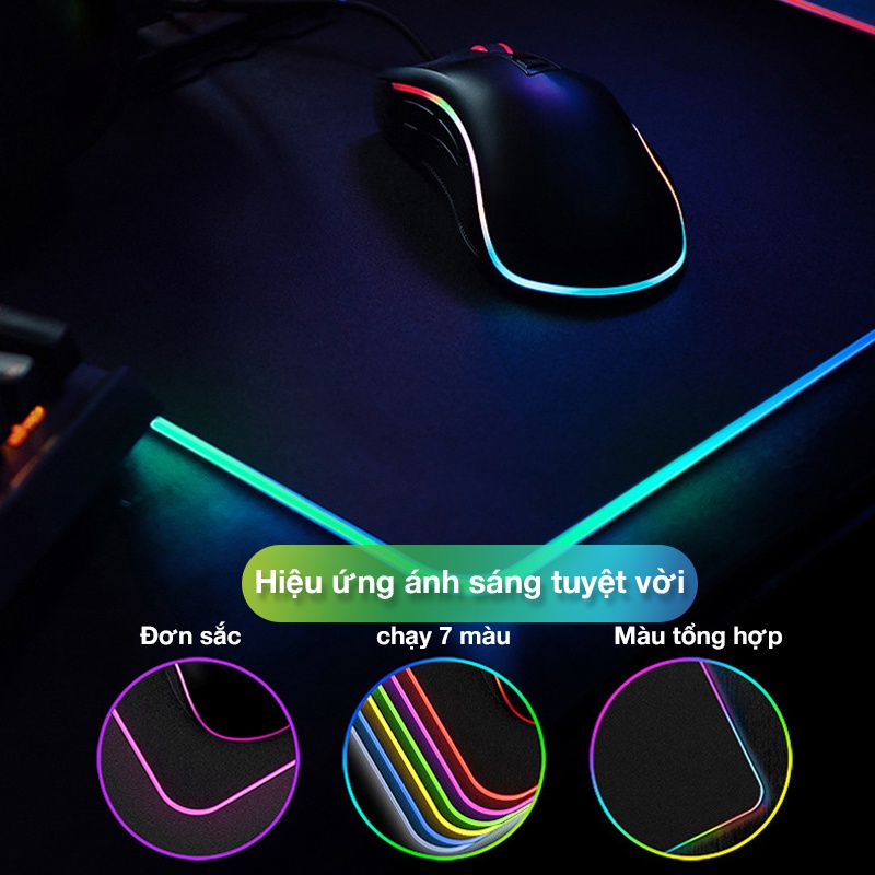Lót chuột cỡ lớn led RGB miếng lót chuột máy tính gaming siêu thoải mái, siêu bền có chống thấm nước pad chuột BH 12th