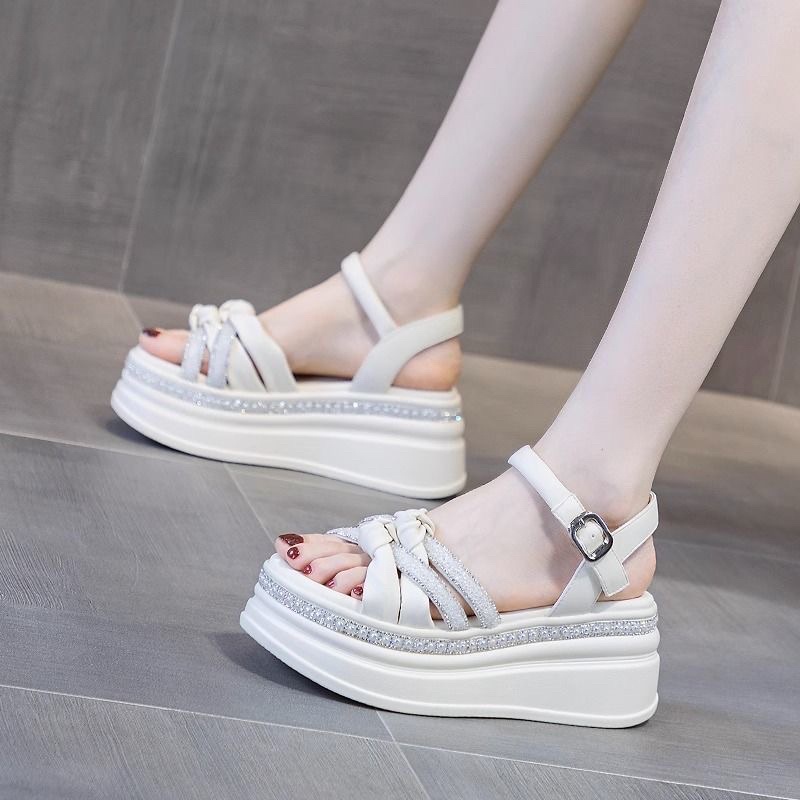 Sandal đính đa 7cm