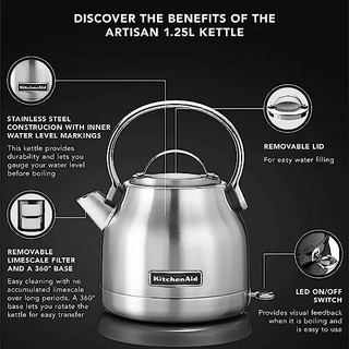 Ấm đun siêu tốc kitchenaid màu inox bạc