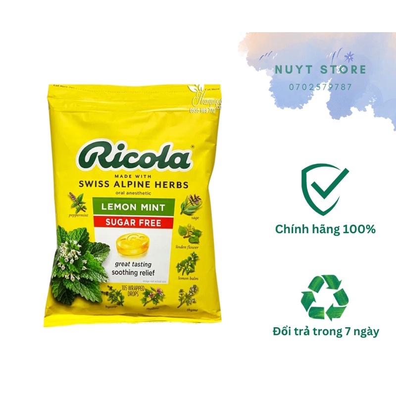 Kẹo ngậm ho thảo mộc Ricola - Hàng Mỹ