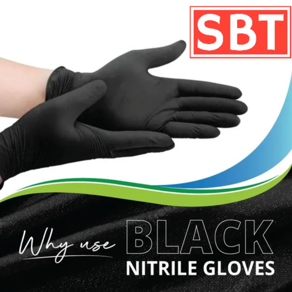 Găng tay Nitrile màu đen không bột SBT - hộp 100 cái hàng chất lượng