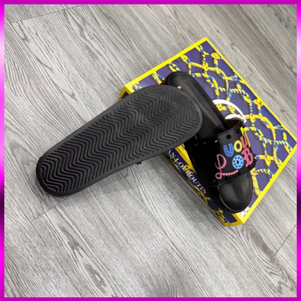 1994 UNI LOVE Dép lê nam quai ngang LBT da PU in chữ 7 màu phối tag đinh đen viền quai siêu rẻ đẹp mẫu hot 2023 vvvvv