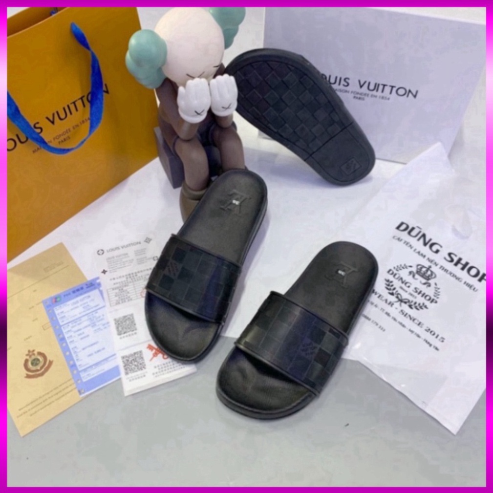 1994 UNI LOVE FREE SHIP  Dép lê Lv hoa chìm ô dập ảnh thật - Dép lê nam quai cao su đẳng cấp DL83 vvvvv ABCC 2001